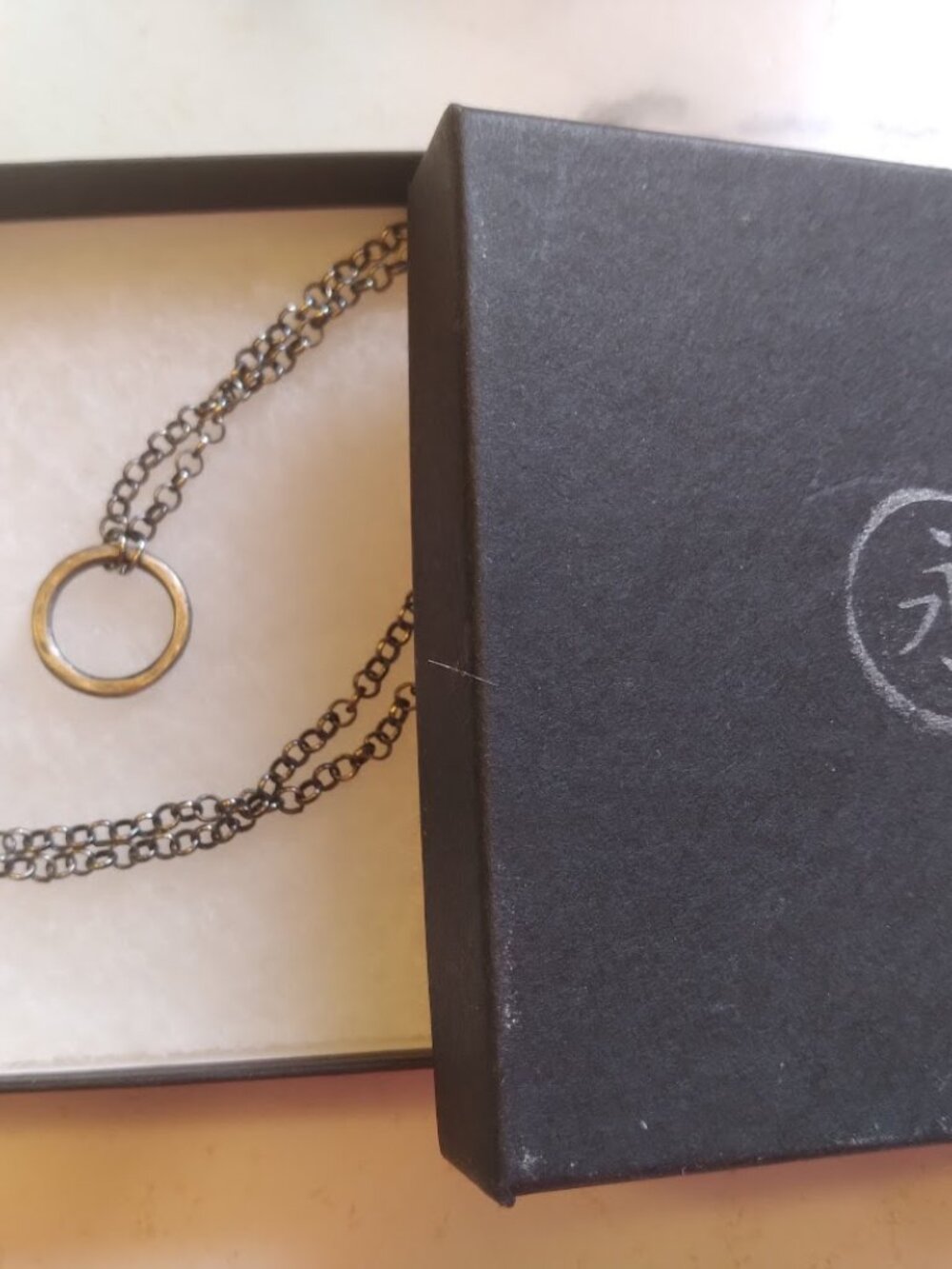 RARE Jennifer Kahn Sterling Silver Thick Forged Ring Necklace Vermont - Picture 3 of 3